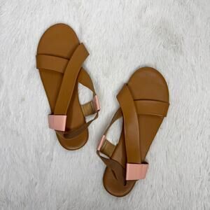 TKEES / brown pink slingback criss cross sandals / 11